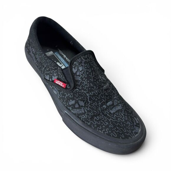 Sketchy Tank x Vans Slip-On Shoes Mens 8 Pro Black Reflective Skateboard Skulls main image 5